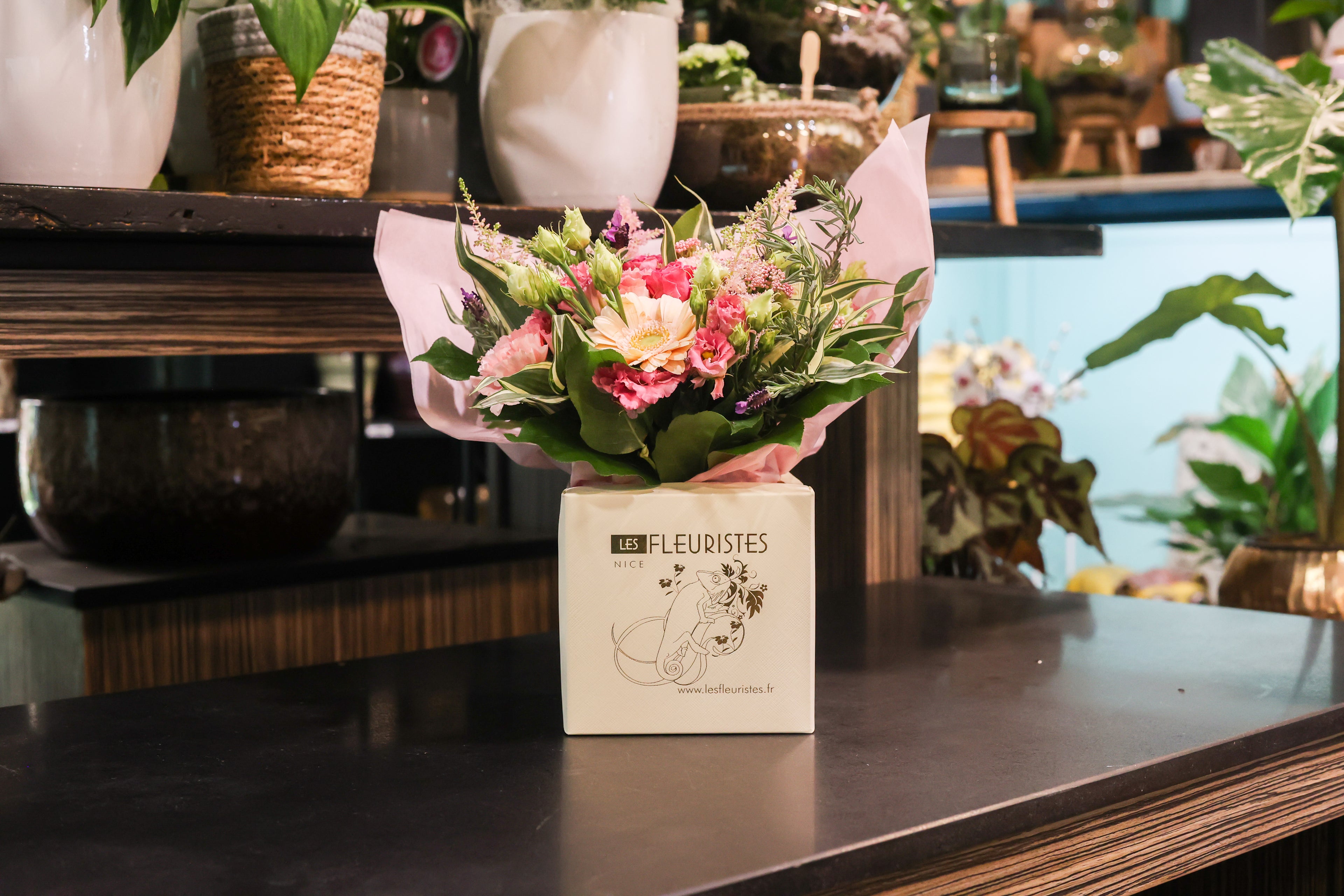 Coffret florale rose